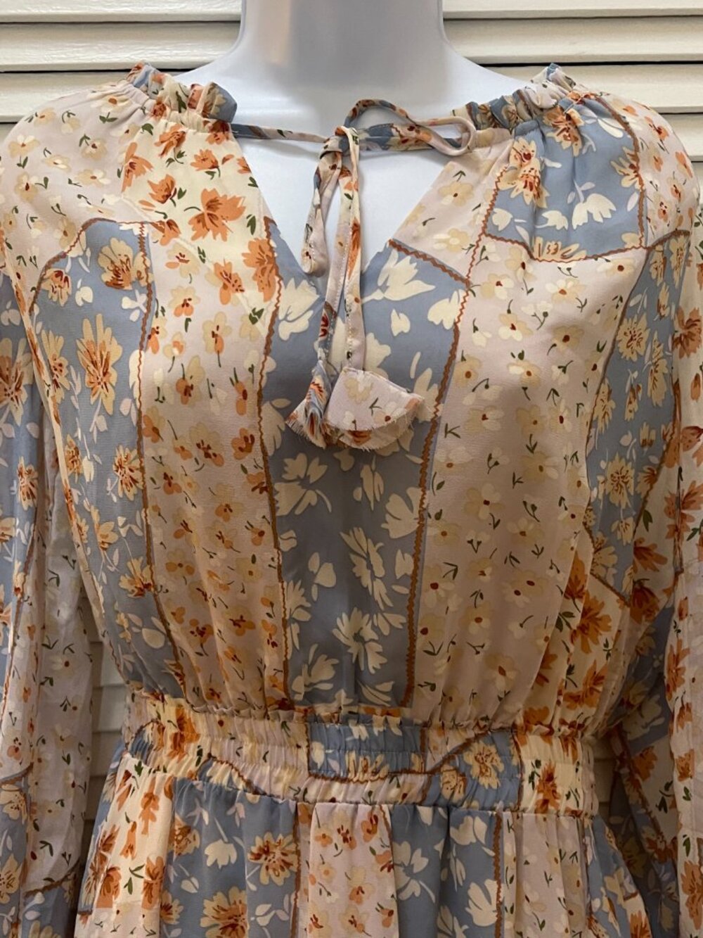 Boho Floral Cottagecore Mini Dress Romantic Ruffle Size S - Picture 2 of 10